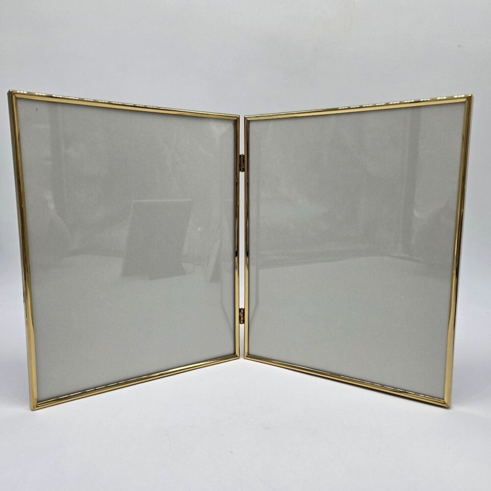 Vintage Brass Hinged Double Picture Frame 8x10 Inches